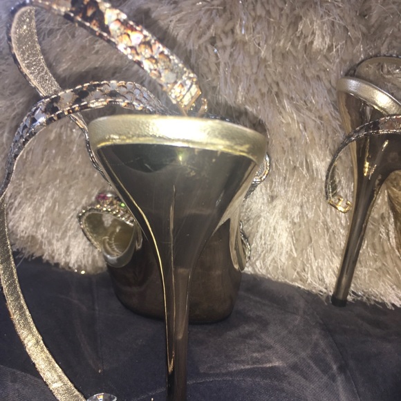 Gold JEWELED crystal sandals gold heels crystals - Picture 4 of 8